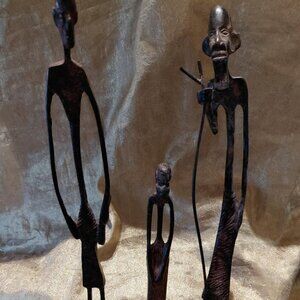 Lot of 3 Vintage Cast Iron Dogon African Figures
